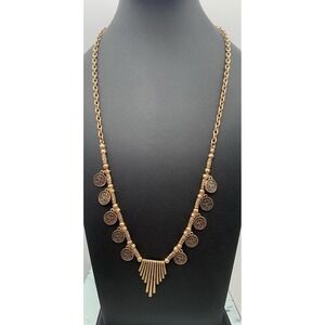 Vintage Antiqued Gold Tone Disc / Coin Style Boho / Moroccan Style Necklace